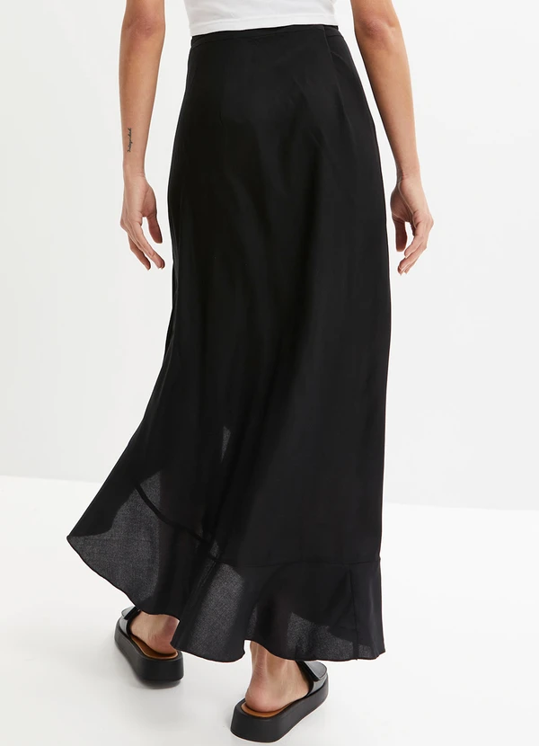 bonprix - Saia Preta em Viscose Plana 2