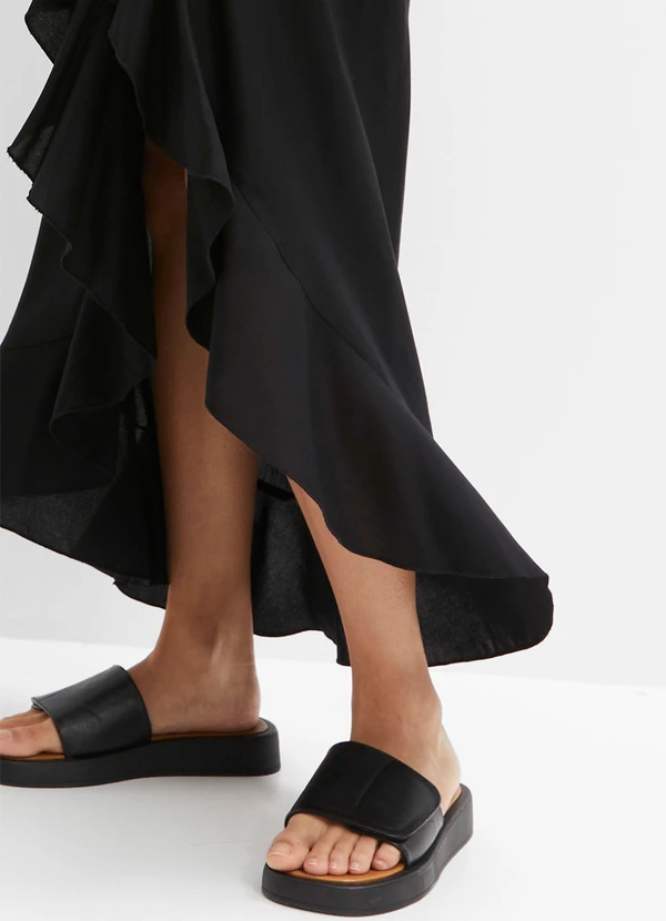 bonprix - Saia Preta em Viscose Plana 4