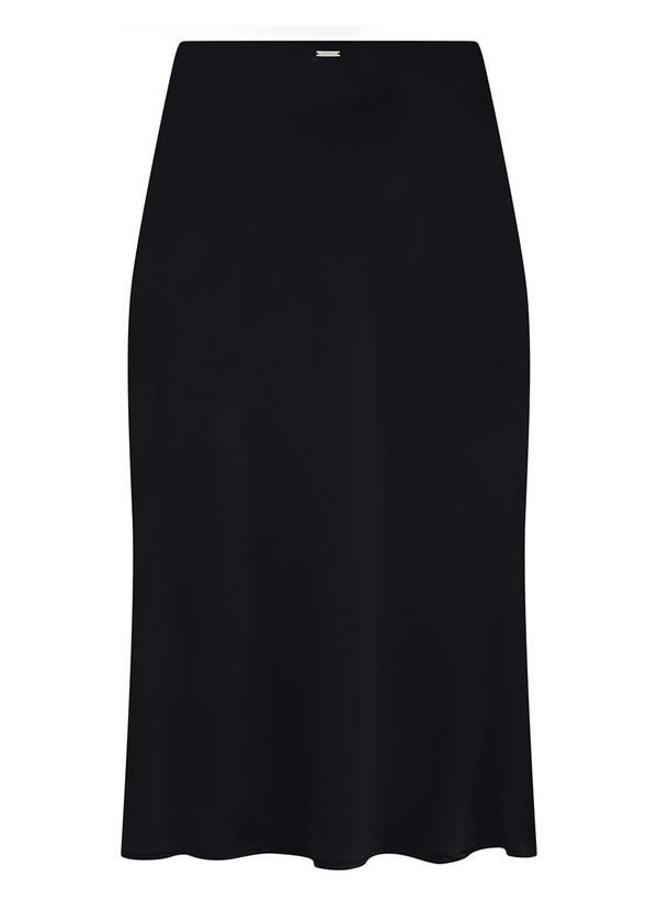 Enfim - Saia Preta Mídi Evasê Acetinada 2