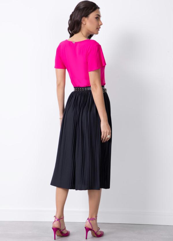 Quintess - Saia Preta Midi Plissada 6