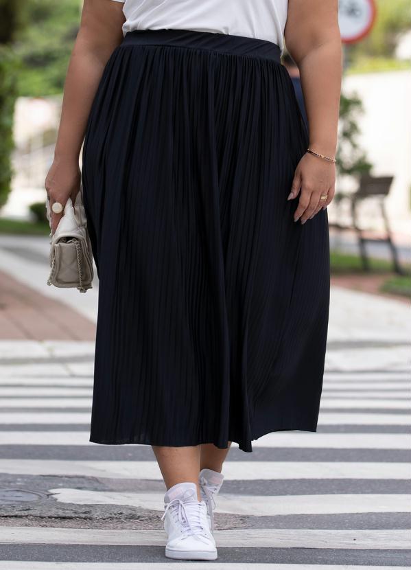 Quintess - Saia Preta Midi Plissada 5