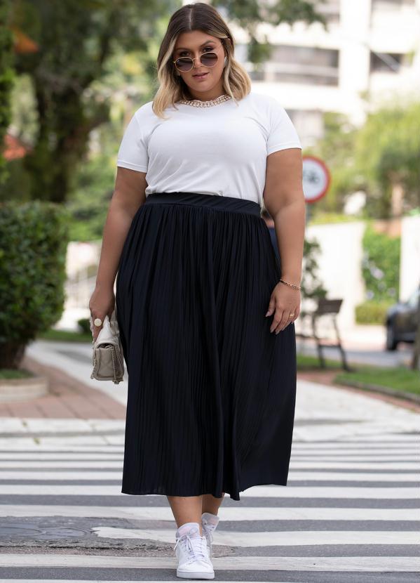 Quintess - Saia Preta Midi Plissada 3