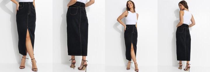 Saia Preto em Jeans