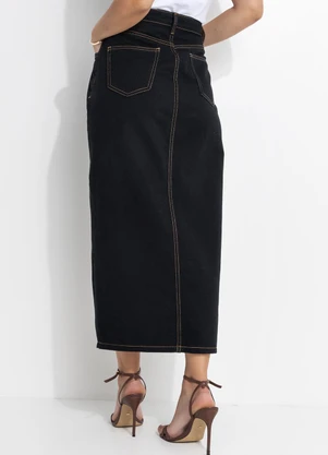 Quintess - Saia Preto em Jeans - QUINTESS