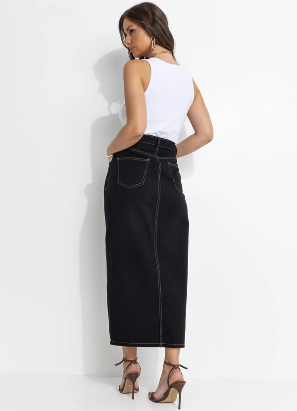 Quintess - Saia Preto em Jeans 4