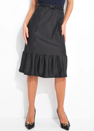 Rosalie - Saia Preto em Malha Fio Tinto - ROSALIE