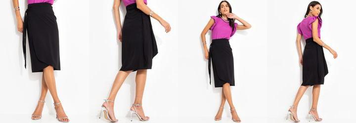 Saia Preto em Viscose Plana