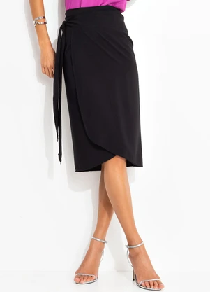 Quintess - Saia Preto em Viscose Plana - QUINTESS