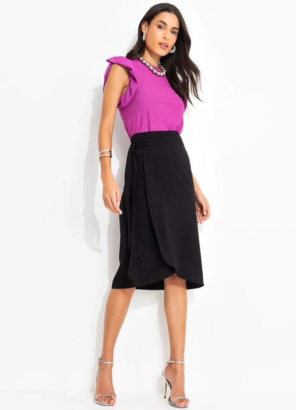 Quintess - Saia Preto em Viscose Plana 6