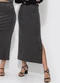 Enfim - Saia Bege Mídi Evasê em Lurex - variação: Preto
