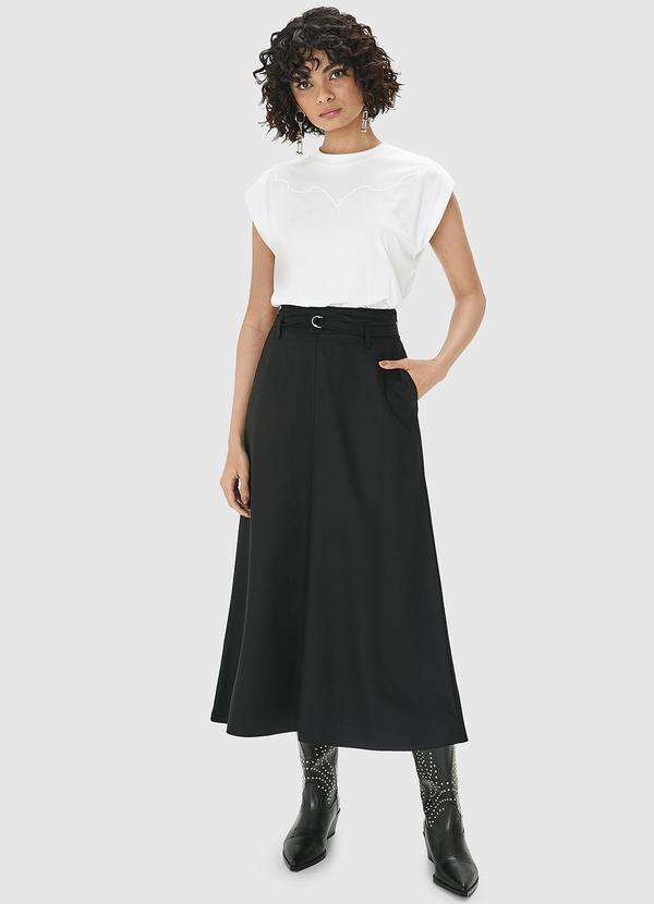 Enfim - Saia Preto Mídi Evasê 2