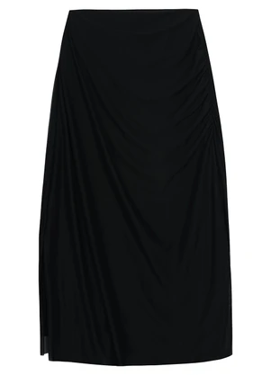 Malwee - Saia Preto Mídi Reta Texturizada - MALWEE