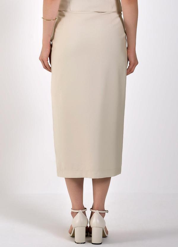 Principessa - Saia Reta de Viscose Aveia Cameron Bege 2