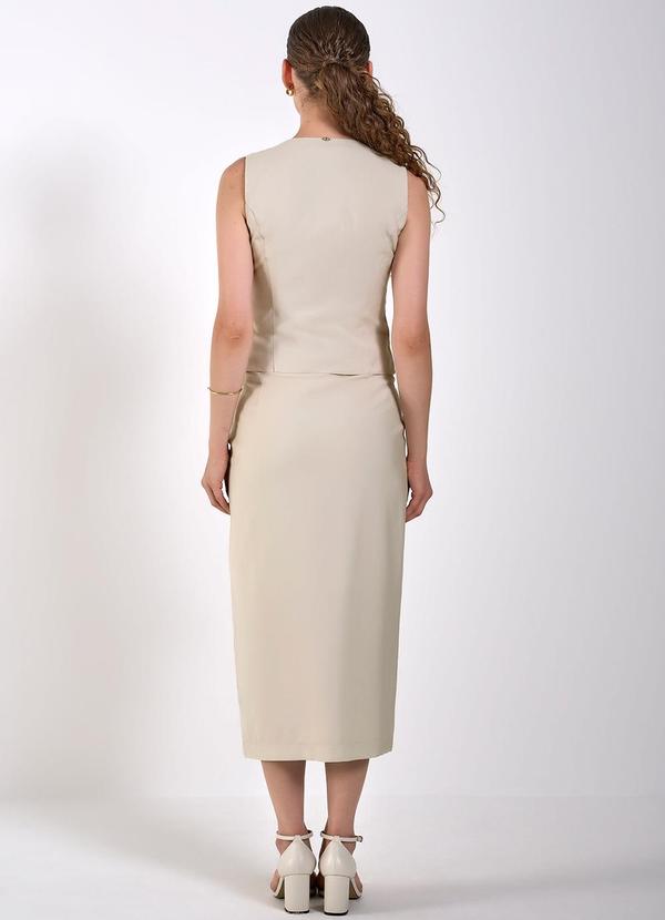 Principessa - Saia Reta de Viscose Aveia Cameron Bege 4