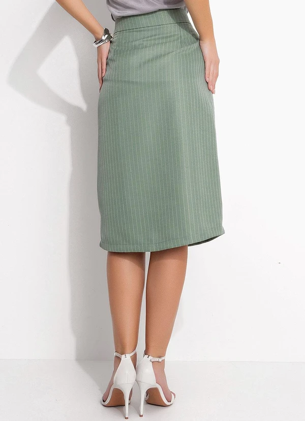 Saia Risca de Giz Verde em Alfaiataria Quintess