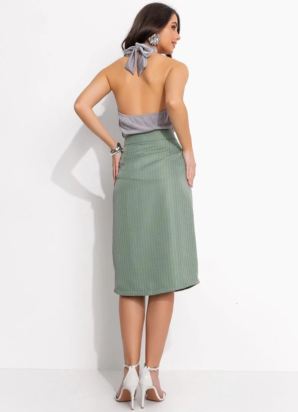 Quintess - Saia Risca de Giz Verde em Alfaiataria 4