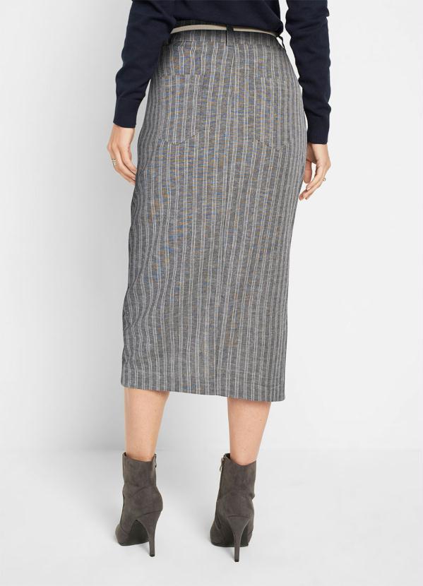 Outlet - Saia Risca Giz Cintura Alta Cinza 2