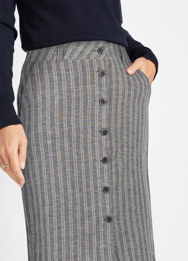 Outlet - Saia Risca Giz Cintura Alta Cinza 3