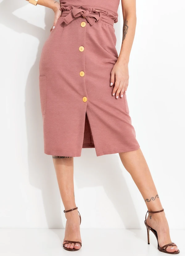 Bimini - Saia Rosa Claro em Moletom