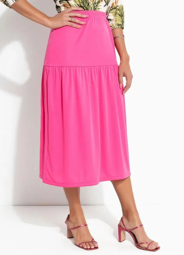 Queima Estoque - Saia Rosa com Franzidos