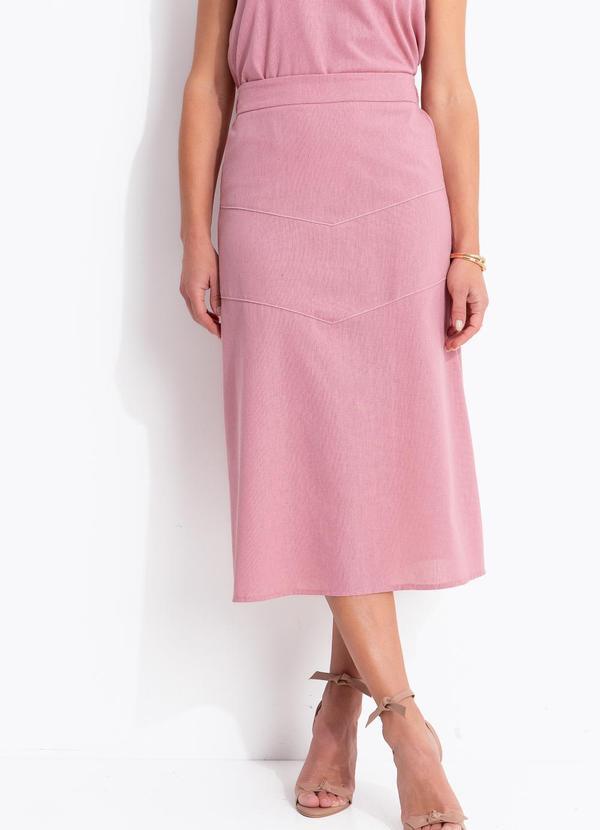 Saia Rosa Queimado em Linho
