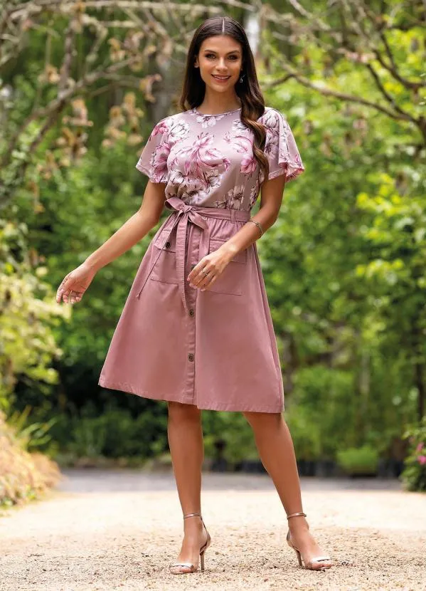 Rosalie Saia Rosê com Bolsos