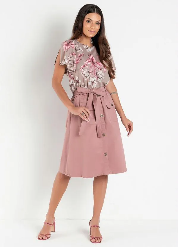 Rosalie - Saia Rosê com Bolsos 4