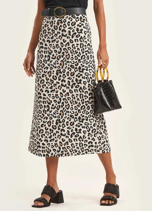 Rovitex - Saia Super Midi Feminina em Cotton Leve Bege - ROVITEX