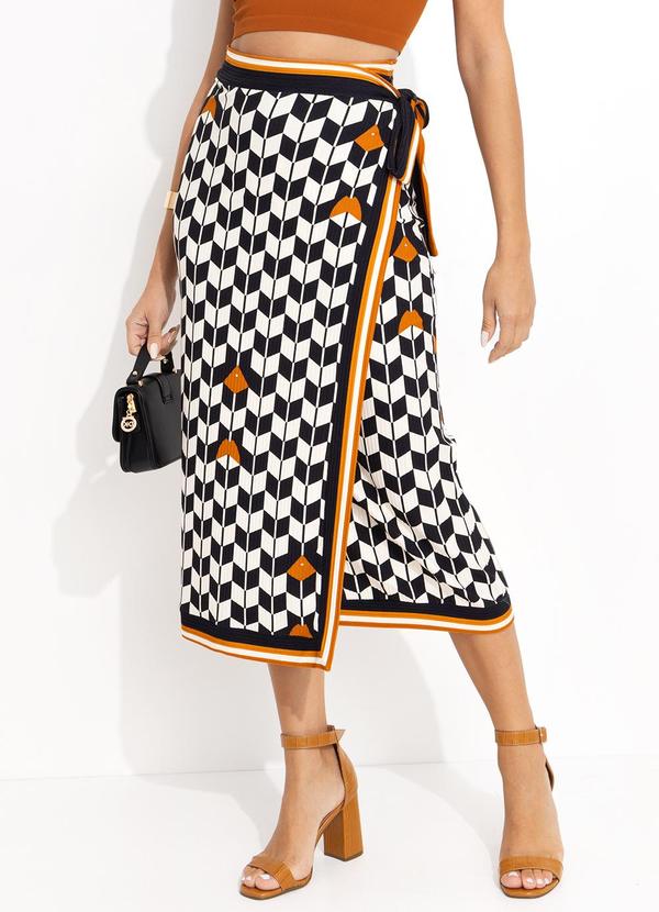 Farm - Saia Transpasse Tambaqui Decorado Preto