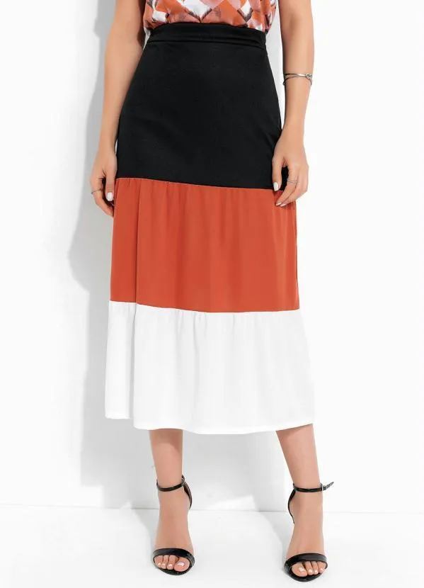 Rosalie - Saia Tricolor em Camadas