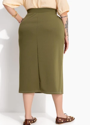 Marguerite - Saia Utilitária Verde Militar em Malha Crepe - MARGUERITE
