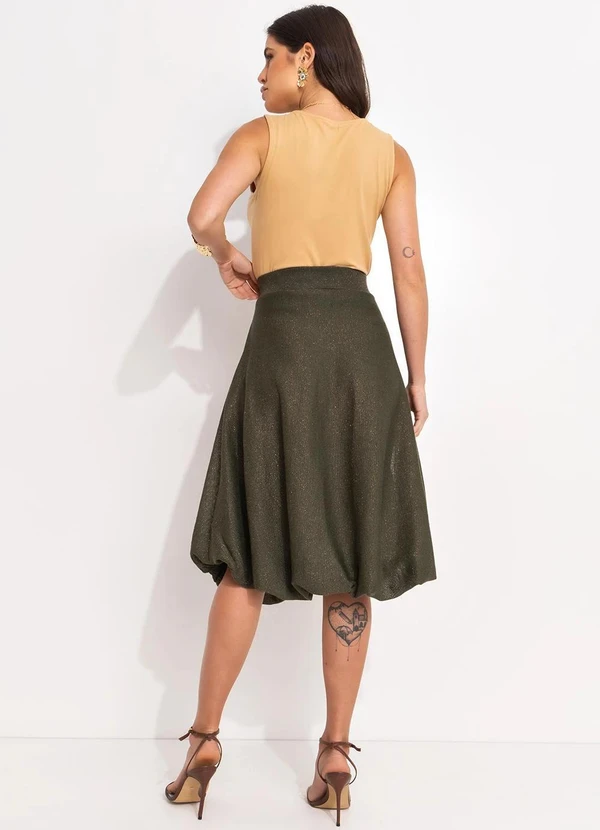 Quintess - Saia Verde Balonê em Tricô