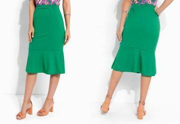 Saia Verde com Babado na Barra