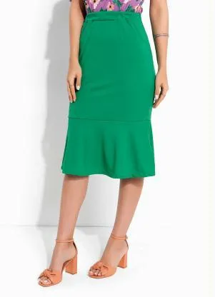 Rosalie - Saia Verde com Babado na Barra - ROSALIE