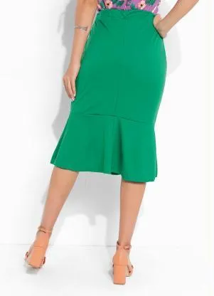 Rosalie - Saia Verde com Babado na Barra - ROSALIE