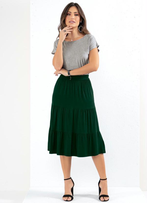 Quintess - Saia Verde com Babados em Camadas 3