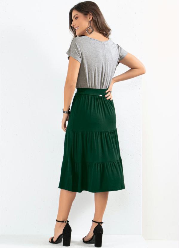 Quintess - Saia Verde com Babados em Camadas 4