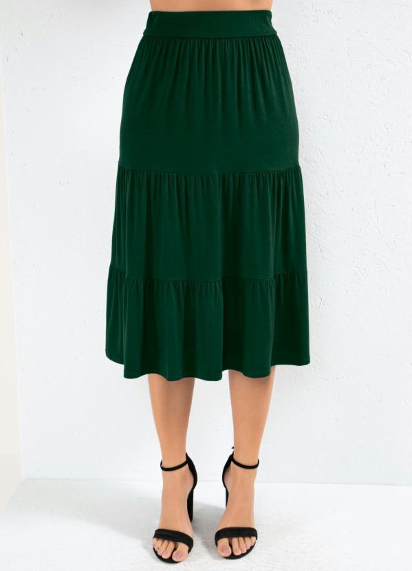 Quintess - Saia Verde com Babados em Camadas 5