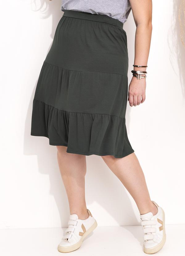 Quintess - Saia Verde com Babados em Camadas 8
