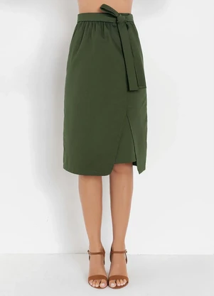 Queima Estoque - Saia Verde com Fenda - QUEIMA ESTOQUE