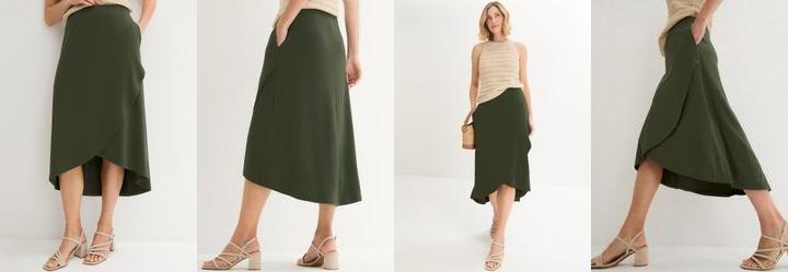 Saia Verde em Malha de Viscose