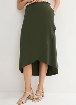 bonprix - Saia Verde em Malha de Viscose - BONPRIX