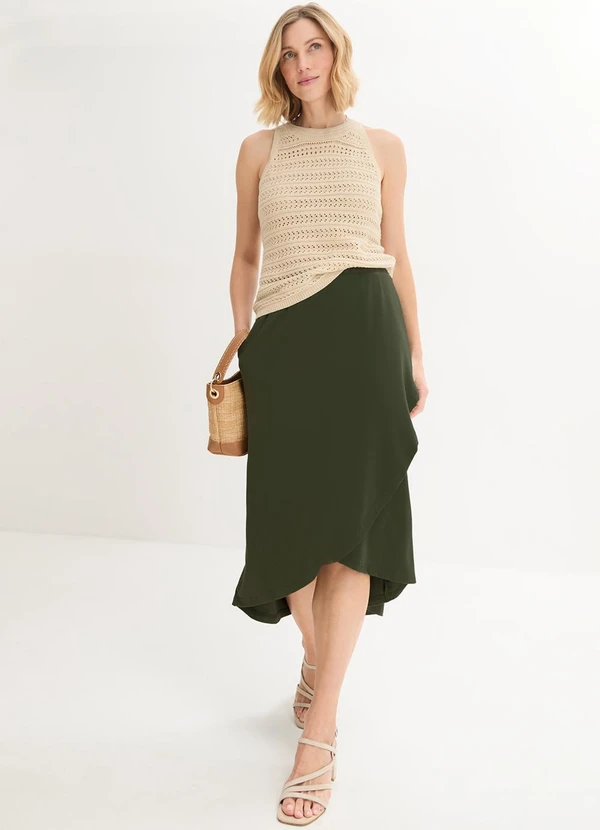 bonprix - Saia Verde em Malha de Viscose 3