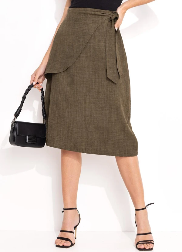 Quintess - Saia Verde em Tecido Texturizado