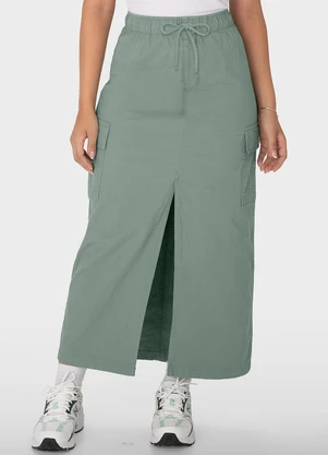 Malwee - Saia Verde Menta Mídi Cargo em Sarja - MALWEE