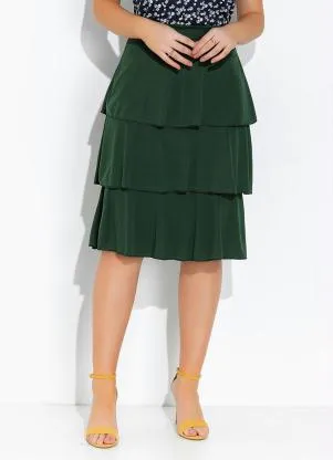 Rosalie - Saia Verde Militar com Babados - ROSALIE