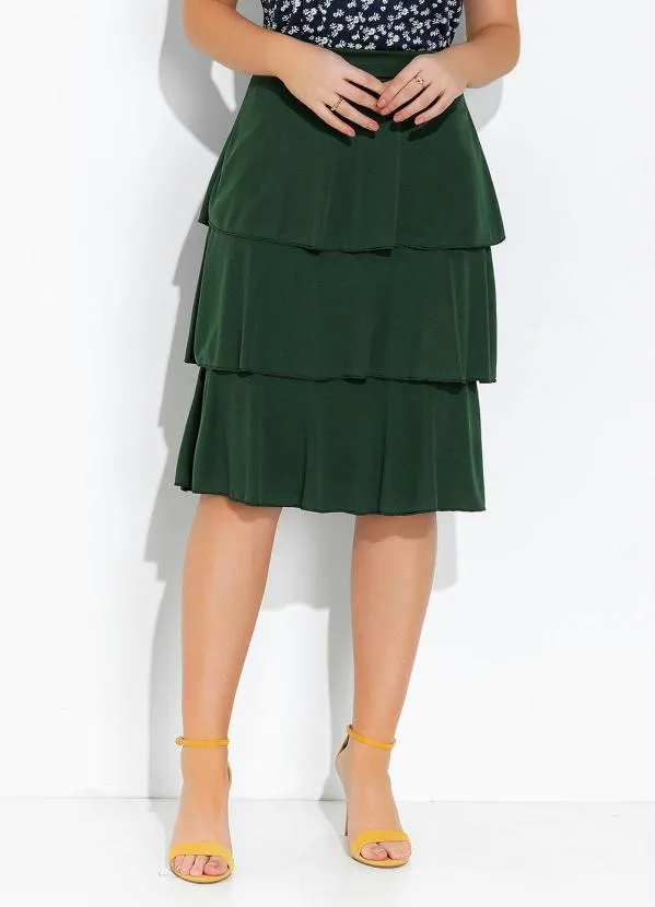 Rosalie - Saia Verde Militar com Babados