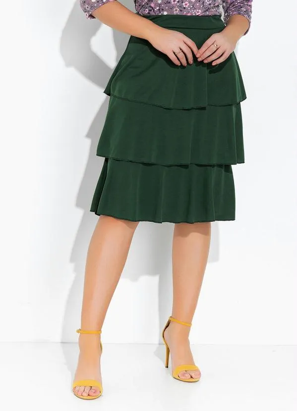 Rosalie - Saia Verde Militar com Babados 3