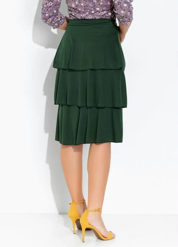 Rosalie - Saia Verde Militar com Babados 4