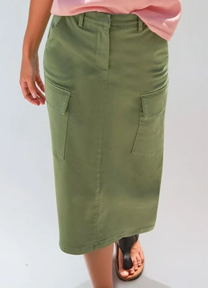 bonprix - Saia Verde Militar em Sarja - BONPRIX